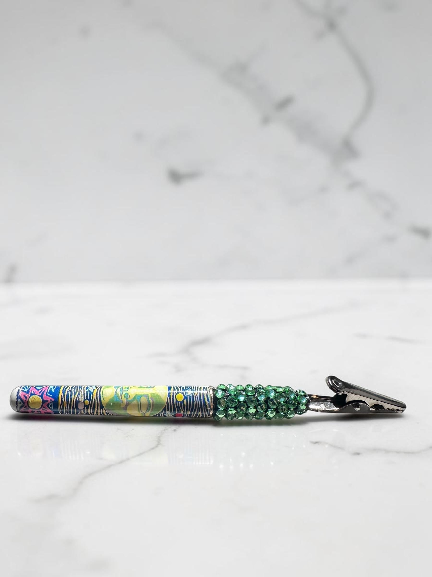Green Celestial ATM Card Clip, Bracelet Helper, Long Nail Helper, Card Grabber, Purse Charm, Rhinestone Accessory