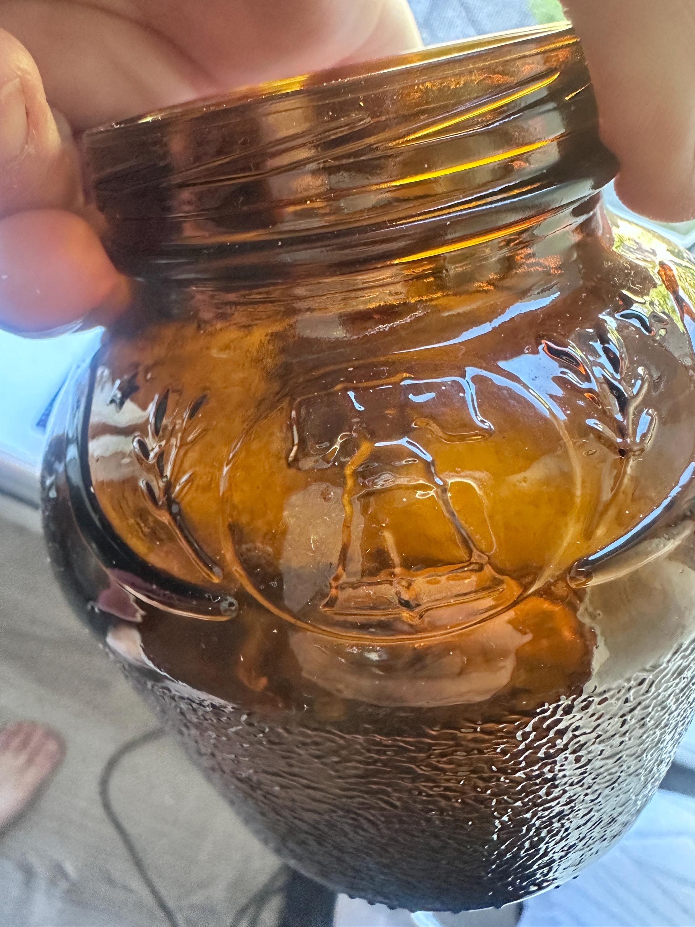 Vintage Independent Brewing Company Amber Glass Pretzel Jars Set of 2 | Embossed Brewery Glass | Rustic Farmhouse Decor | Amber Glass Collec