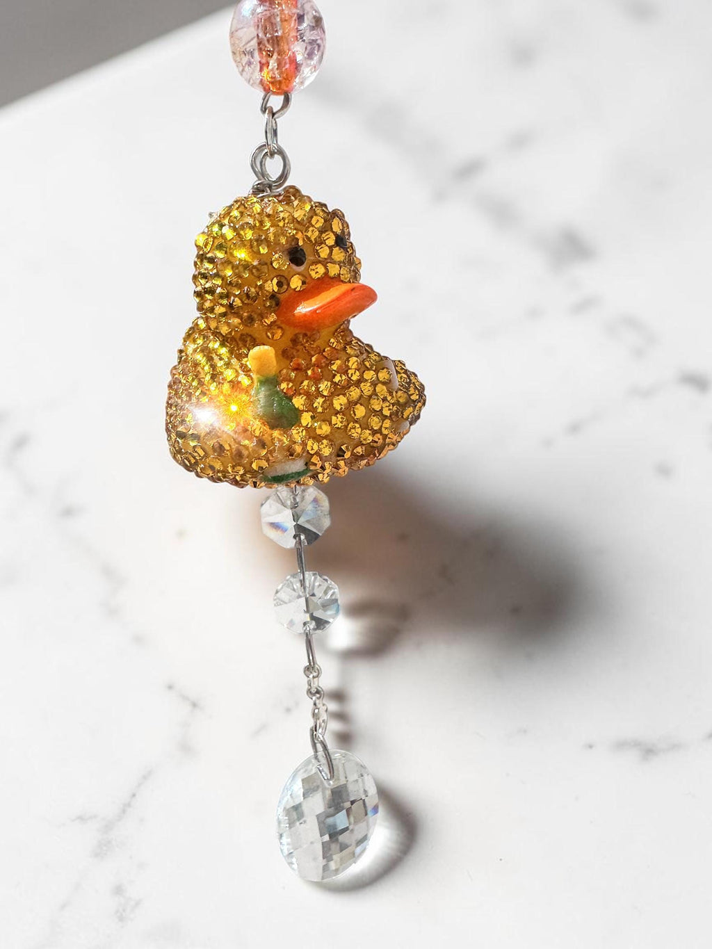 Rubber Ducky Rear view Mirror Charm bling , Cute Car Hanging Decor, Crystal Sun Catcher Car Accessory, Fun Duck Ornament, Gift for Driver