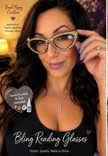 Vintage Gold Bling Cat-Eye Reading Glasses – Crystal Readers +2.00 FREE Crystal Repair Kit – Rhinestone Eyewear – Tortoiseshell Frames
