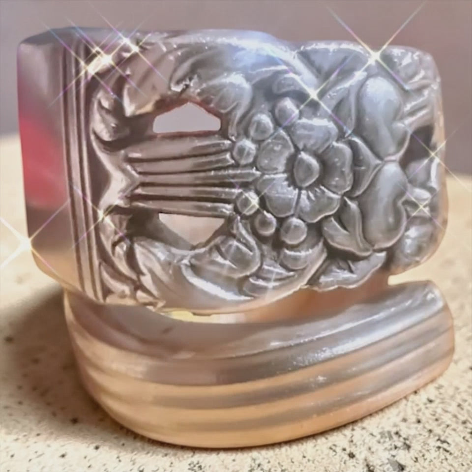 Vintage Spoon Ring – Floral Pattern Silverware Ring | Pick Your Size | Handmade Statement Ring