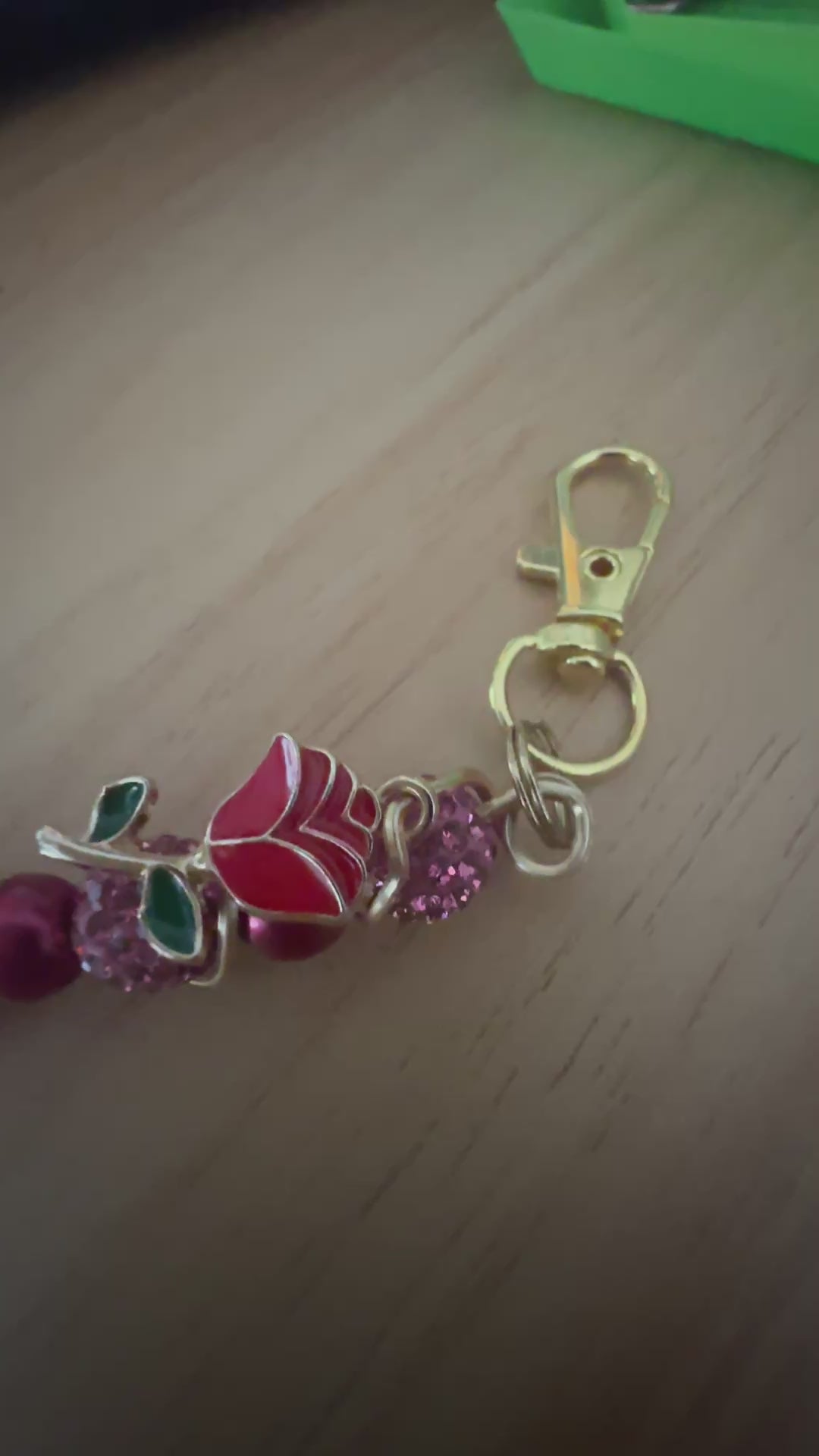 Rose ATM Card Grabber Clip – Long Nail Credit Card Puller – Bracelet Helper Tool – Pink Beaded Purse Charm Keychain – Gift for