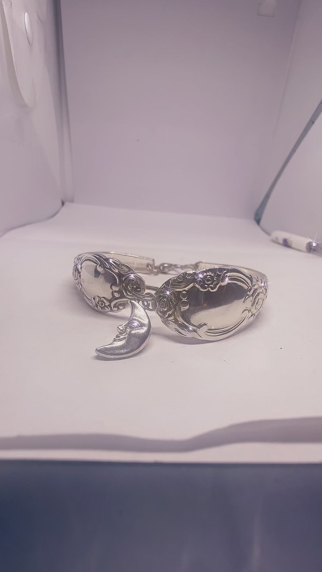 Vintage silver plated bracelet with moon