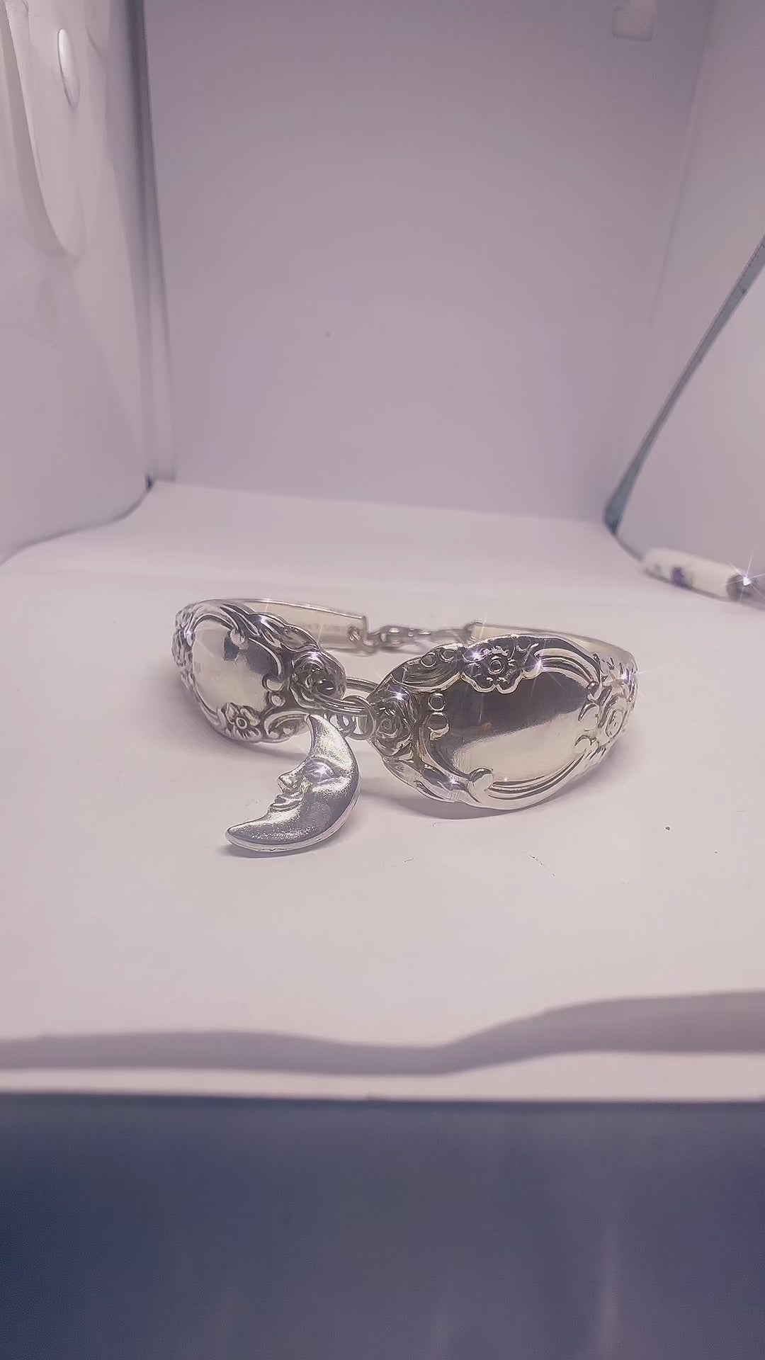 Vintage silver plated bracelet with moon