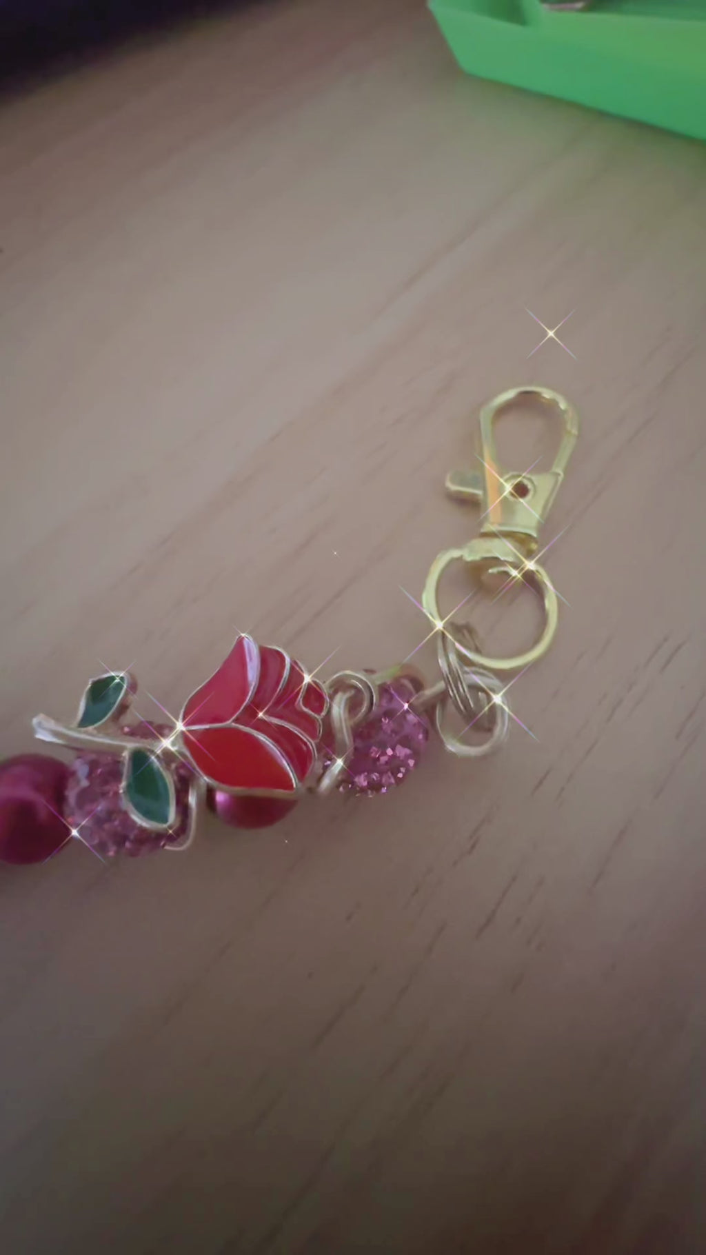 Rose ATM Card Grabber Clip – Long Nail Credit Card Puller – Bracelet Helper Tool – Pink Beaded Purse Charm Keychain – Gift for