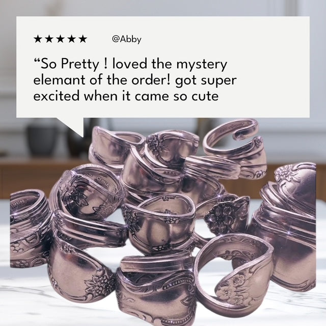 Mystery Vintage Spoon Ring: Handcrafted Stainless Steel Double Wrap featuring floral design.