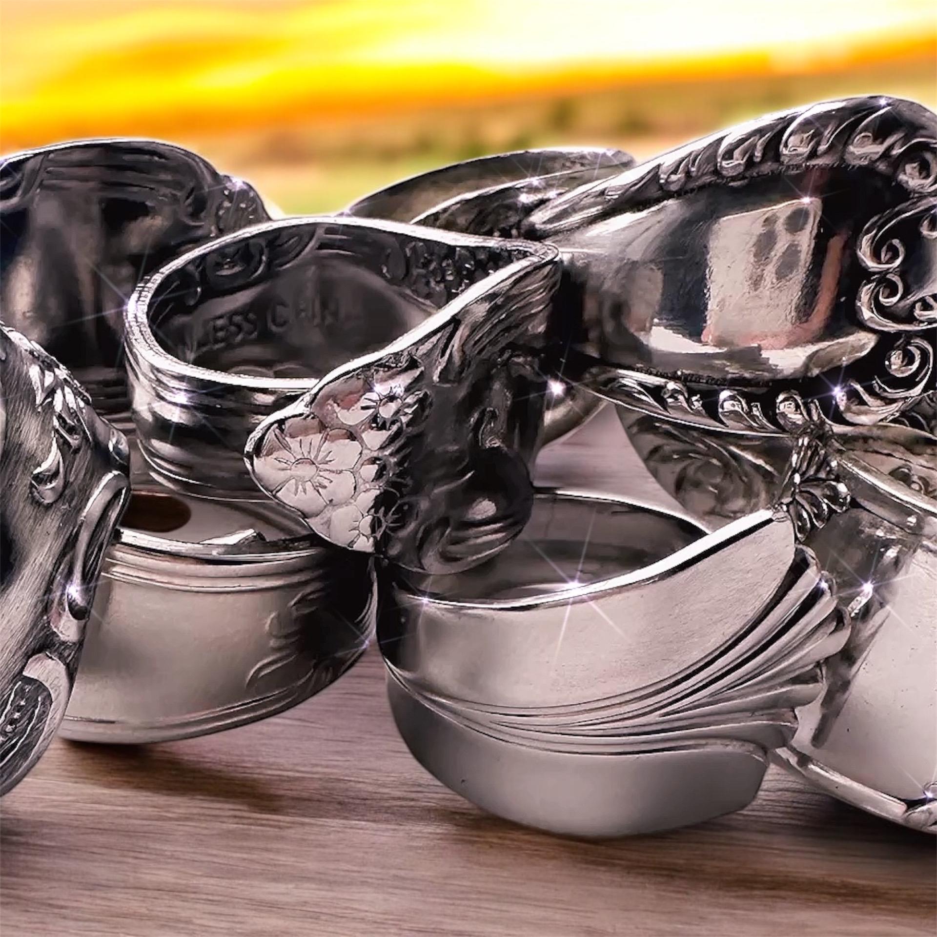 Close-up of the Mystery Spoon Ring showcasing a beautiful vintage-inspired design and smooth finish.