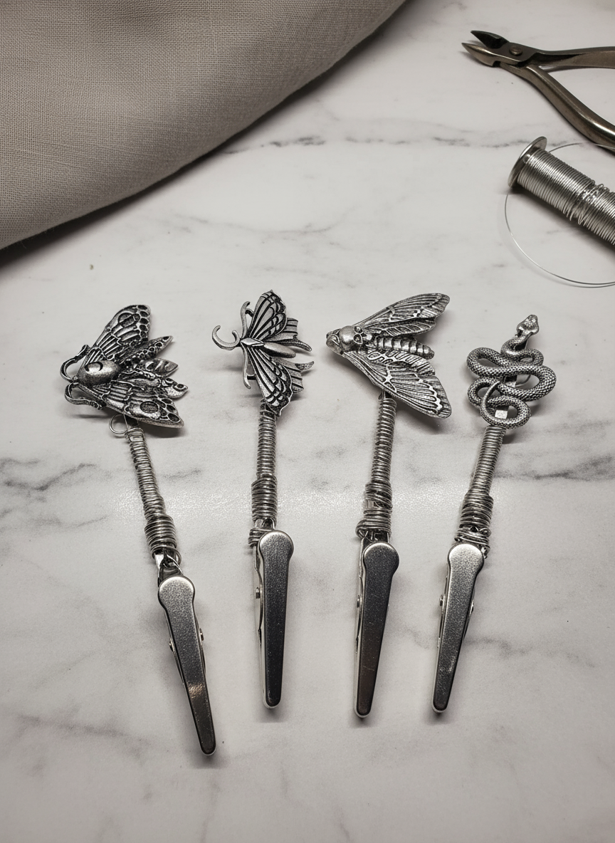 Wire-Wrapped Bracelet Helper Clips in artisan setting